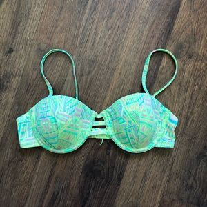 roxy neon strappy bikini top